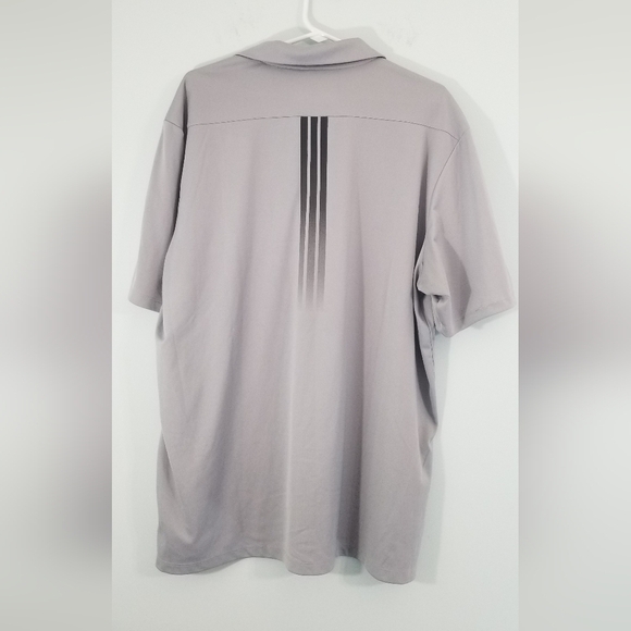 Adidas Gray Polo Pullover Tee. 1/4 Button Chest. Striped Back & Sleeves. Size XL - Picture 4 of 6